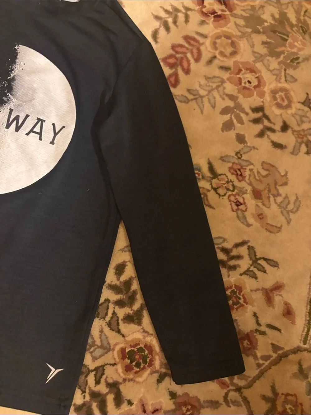 Old Navy Black Long-Sleeve Tee with Orange and White Graphic